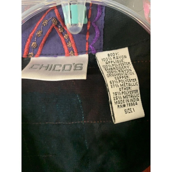Chico’s Patchwork Embroidered Boho Wearable Art Jacket Size 1 Or Medium 8 (F5) - Picture 5 of 7